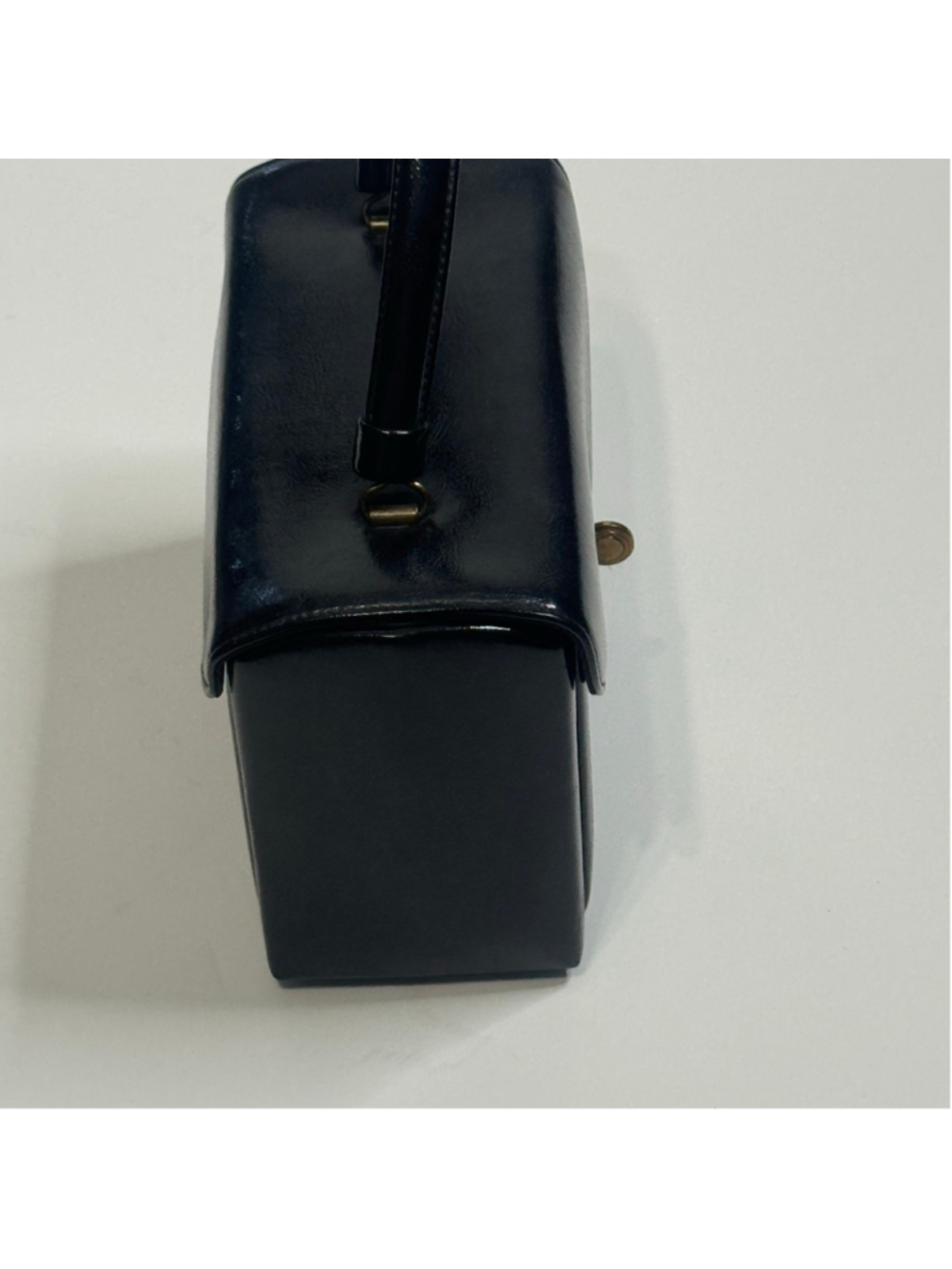 Vintage Garay Black Structured Top Handle Handbag Retro Minimalist - Picture 5 of 12
